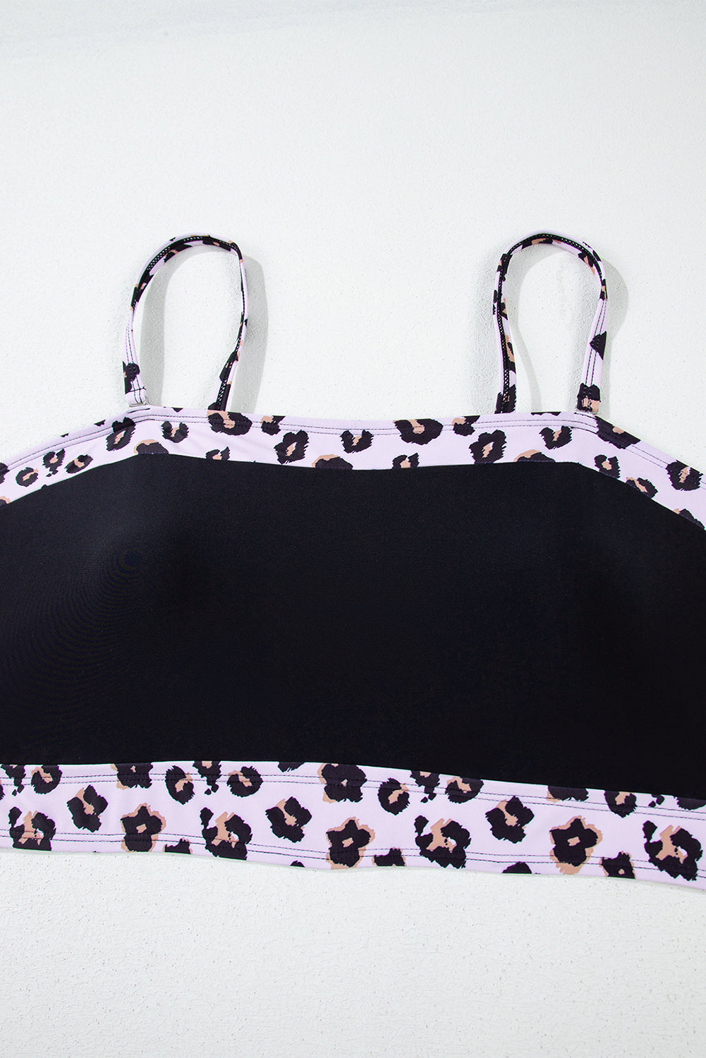 Black 2pcs Leopard Patchwork Plus Size High Waisted Swimsuit BB Fashion Outlet