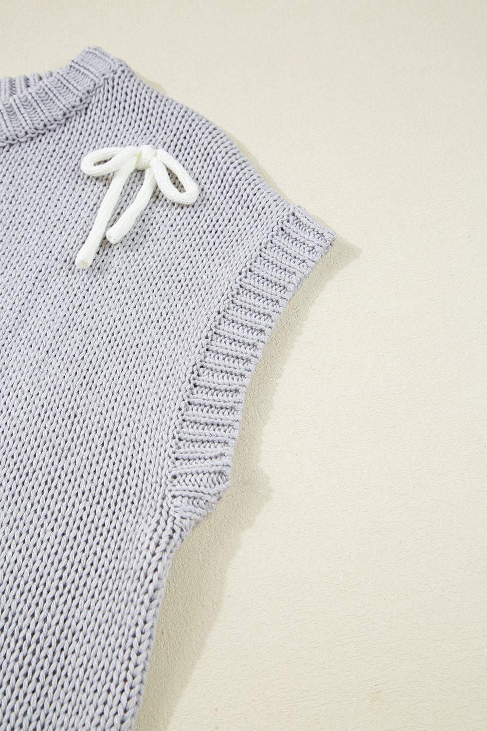 Bowknot Applique Cap Knit Sleeve Sweater eAura