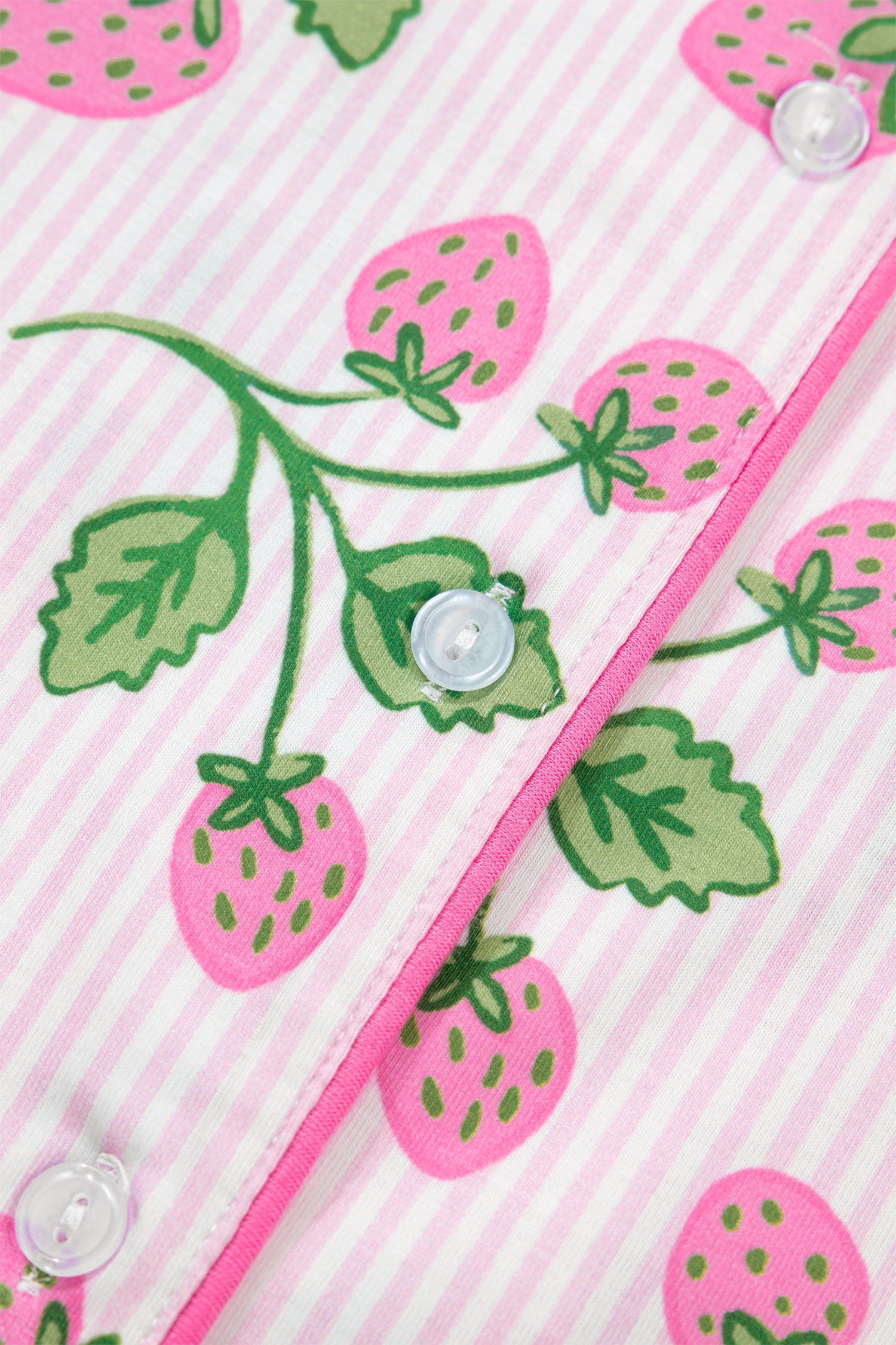 Striped Strawberry Print Pyjama Set – Pink