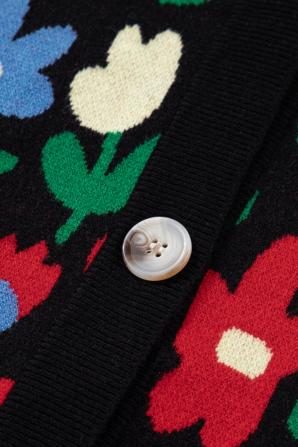 Floral Print V-Neck Buttoned Short Cardigan Sweater - eAura