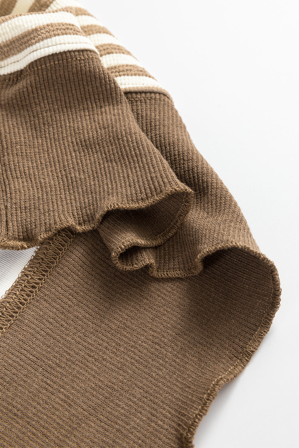 Brown Stripe Loose Drop Shoulder Long Sleeve Top eAura