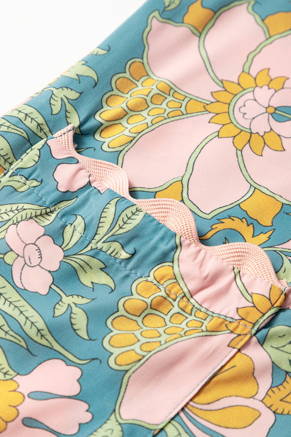 Sky Blue Floral Ricrac Trim V Neck Shift Mini Tank Dress eAura