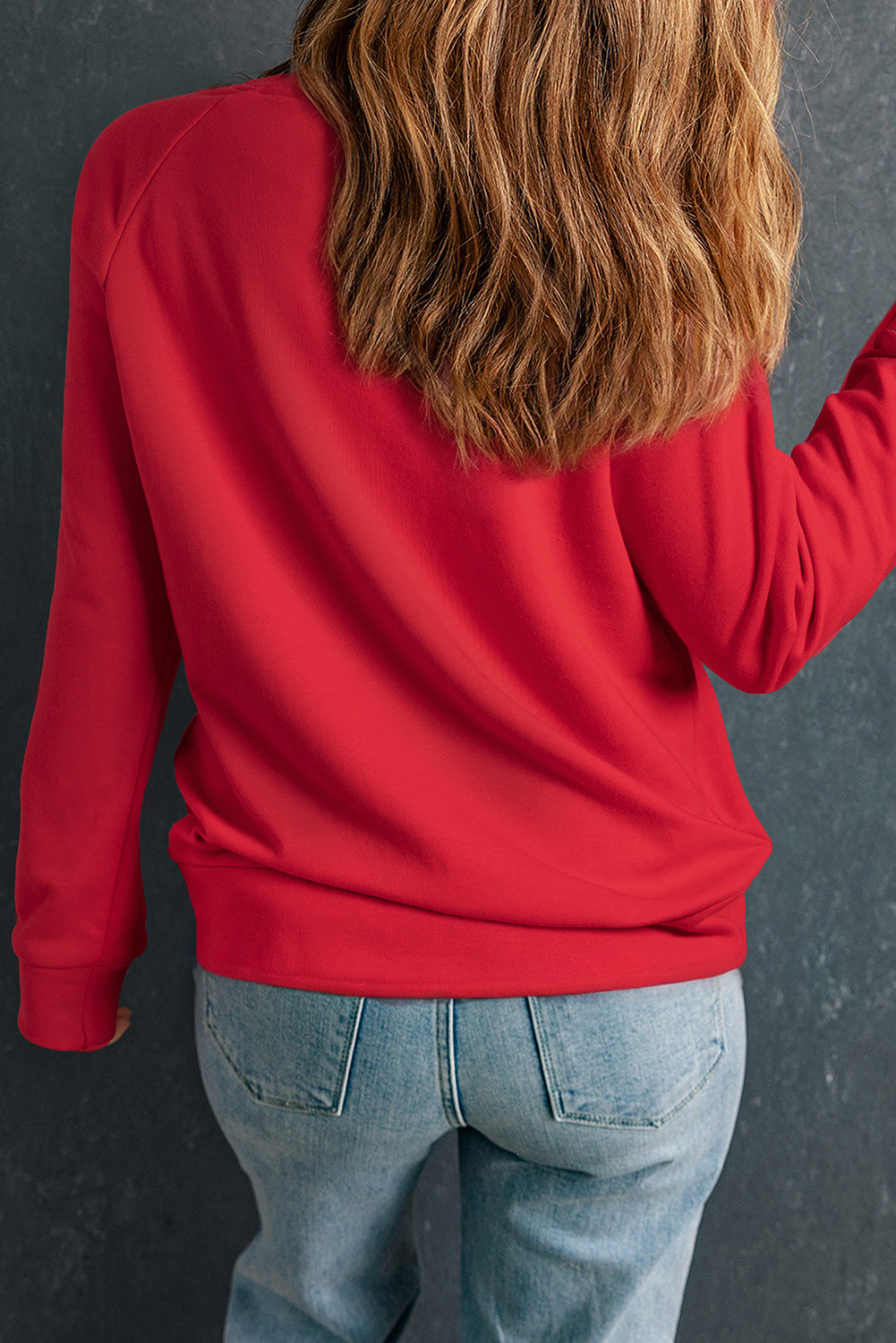 Green Solid Round Neck Raglan Sleeve Sweatshirt eAura
