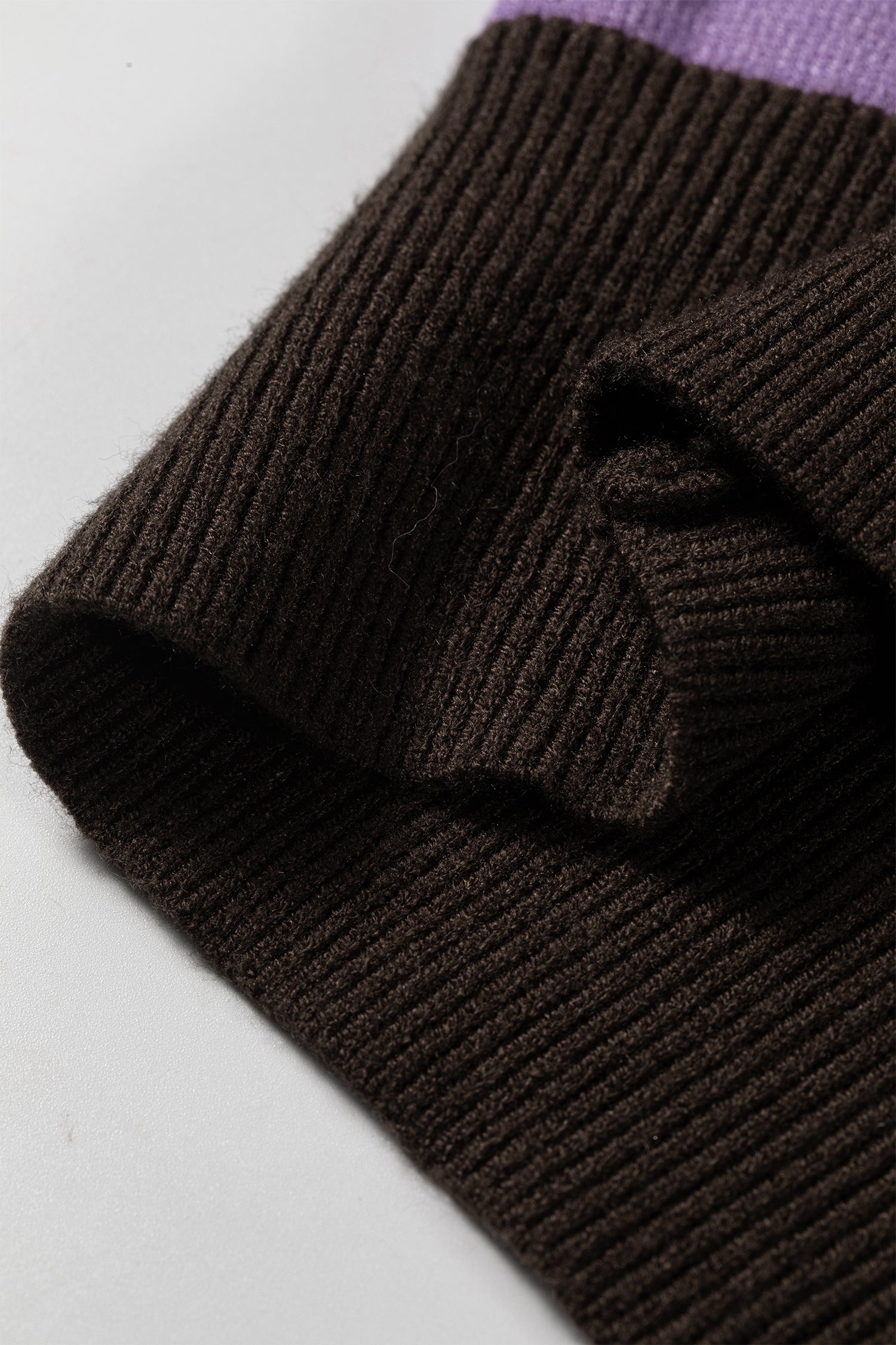 Embroidered Detail Drop Shoulder Pullover Sweater – Brown Stripe