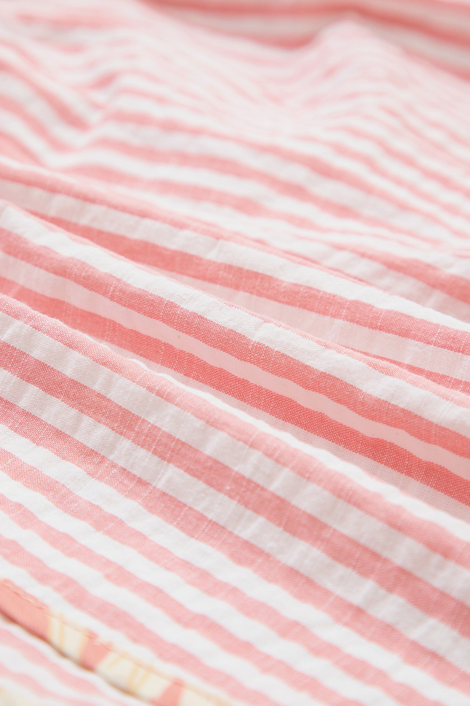 Pink Floral Trim Ribbon Knot Striped Shorts