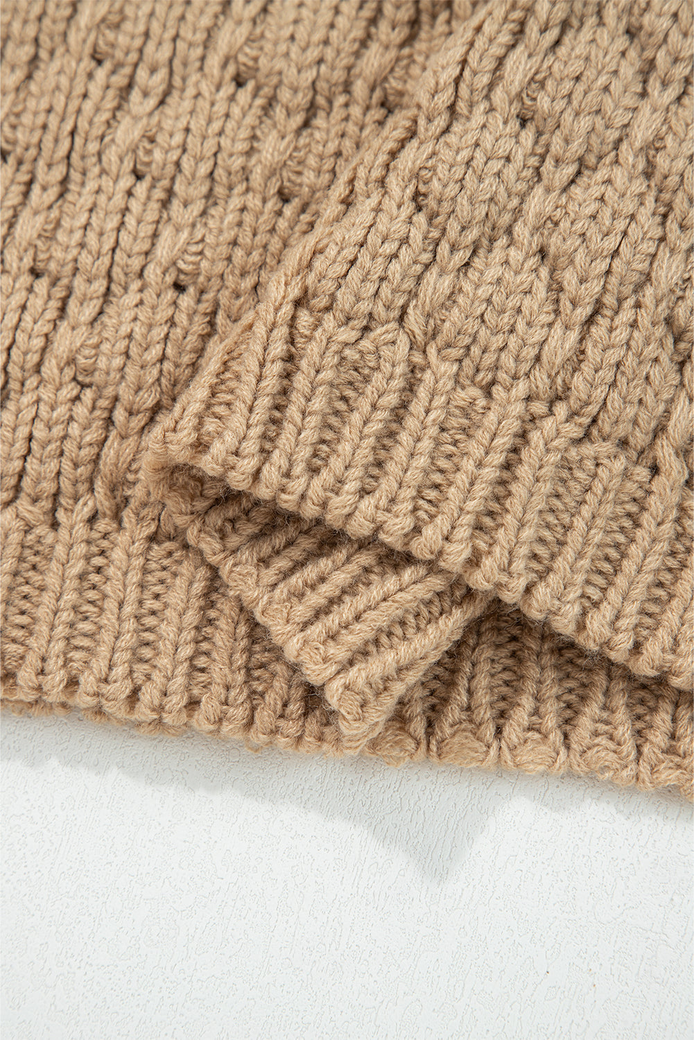 Contrast Detail Textured Knit Puff Sleeve Baggy Sweater - eAura