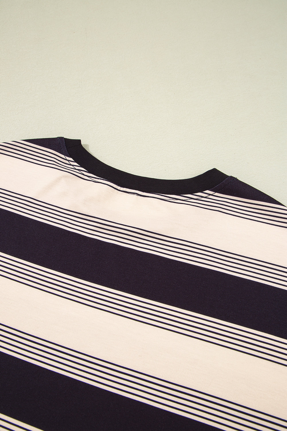 Black Stripe Short Sleeve T Shirt and High Waist Pocketed Shorts Set eAura