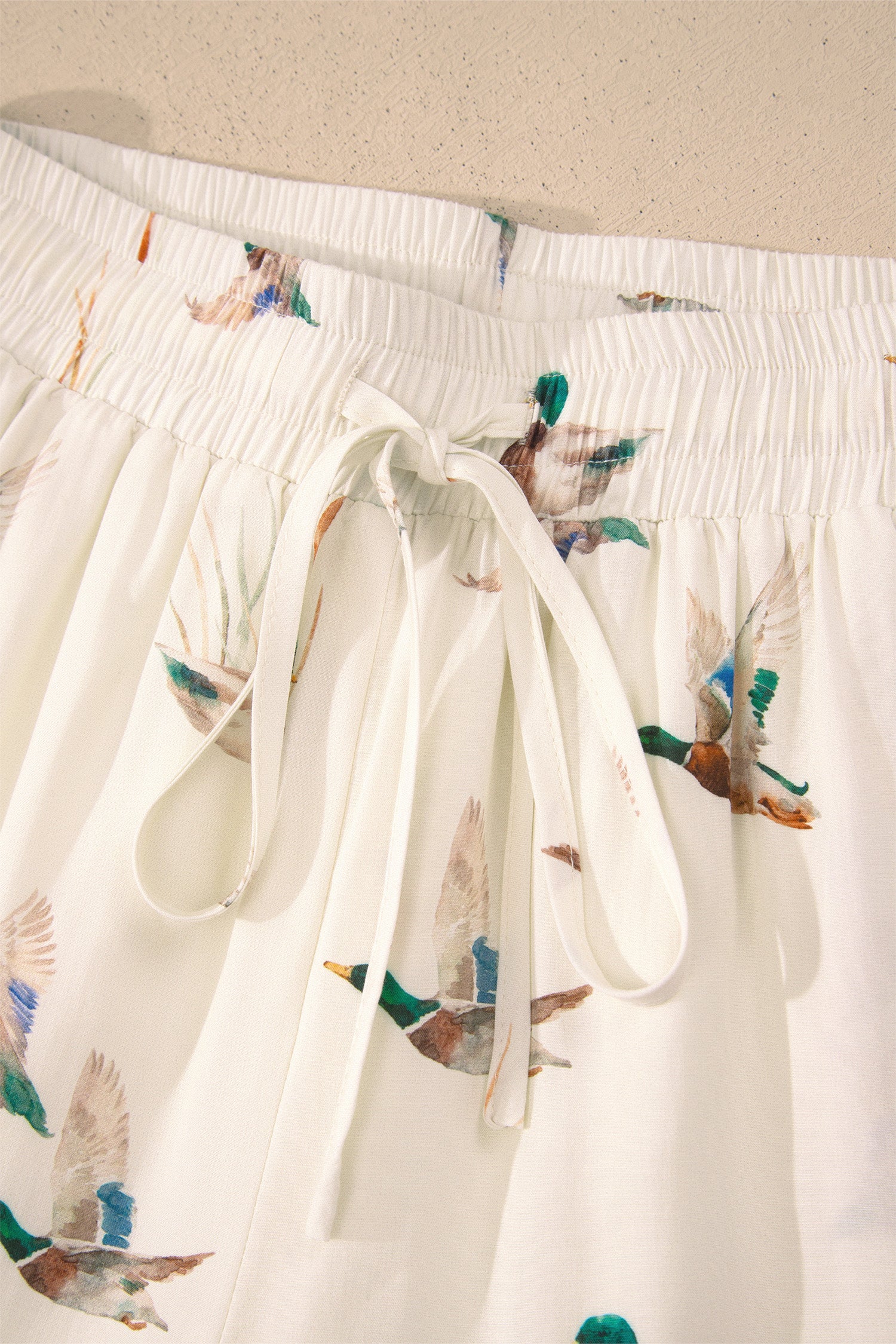 Beige Mallard Print Shirt & Shorts Two Piece Set