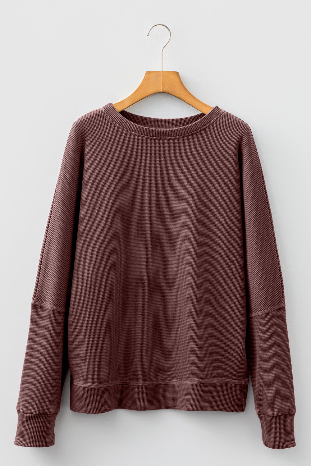 Waffle Textured Long Sleeve Loose Top - eAura