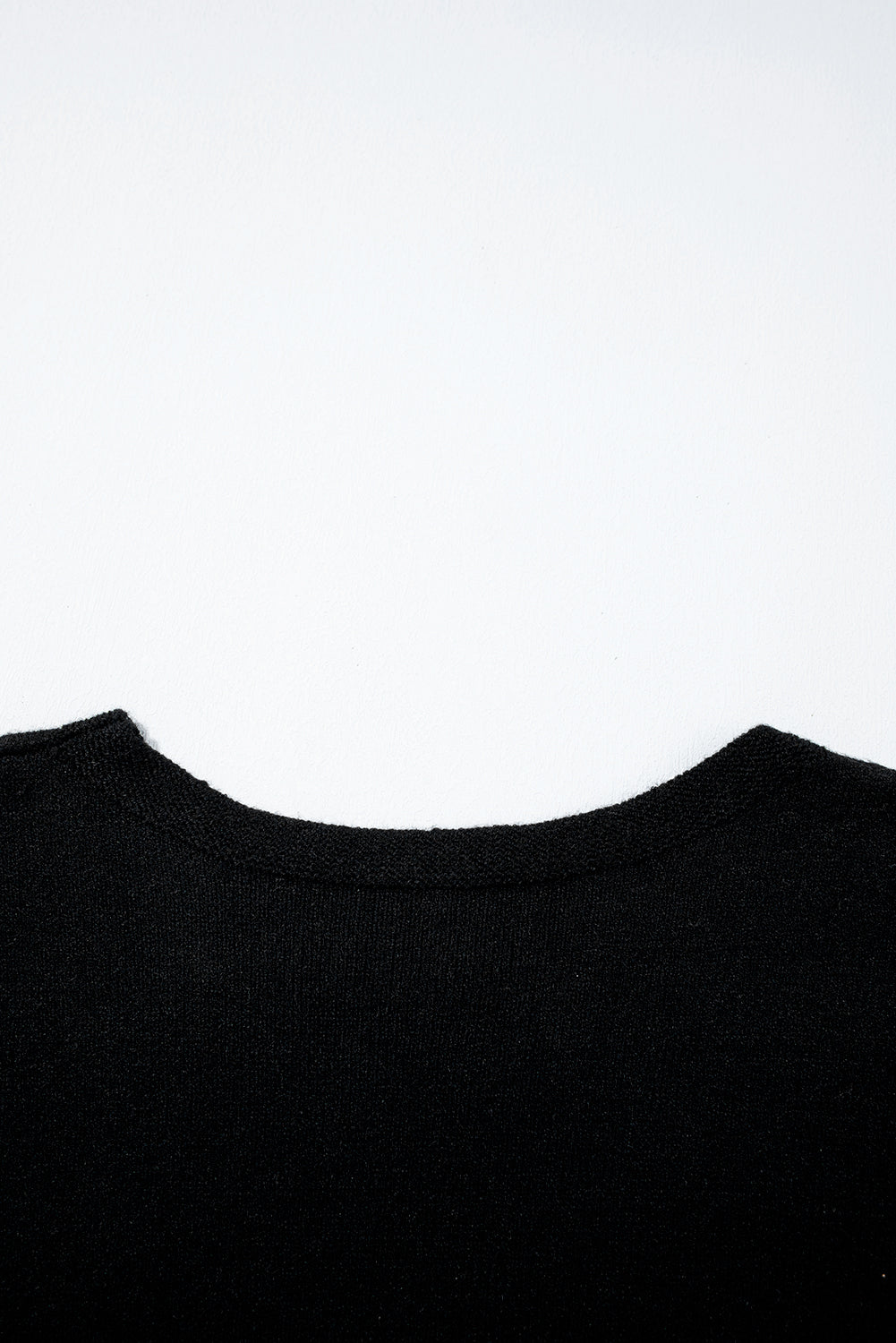 Bow Pattern Knit Short Sleeve Black Sweater eAura