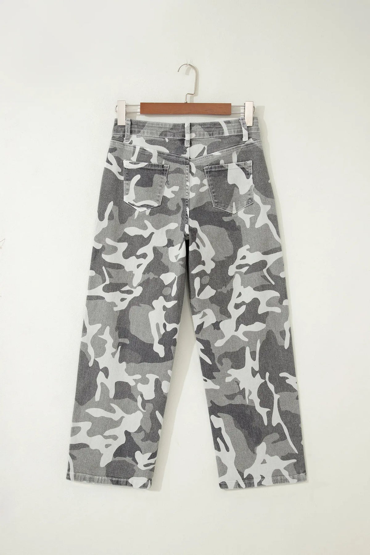 Camo Pattern Cotton Denim Shift Jeans – Green