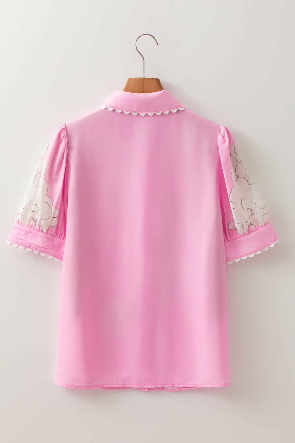 Ric Rac Edge Puff Sleeve Button Up Summer Shirt eAura