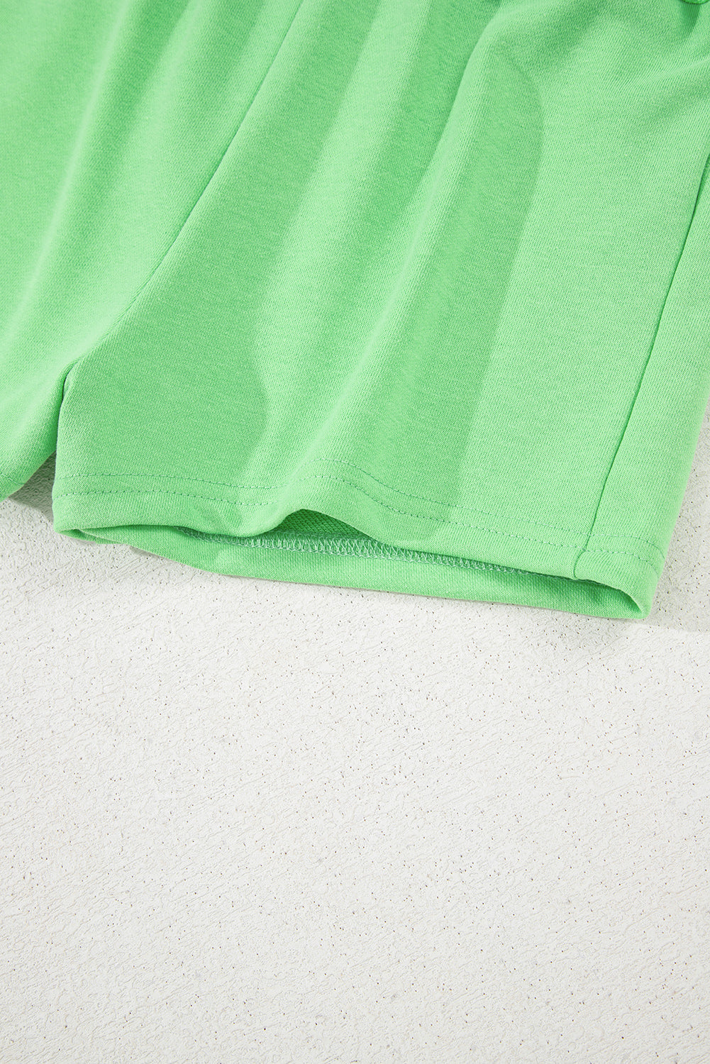 Light Green French Terry Drawstring Mini Skort with Pockets eAura