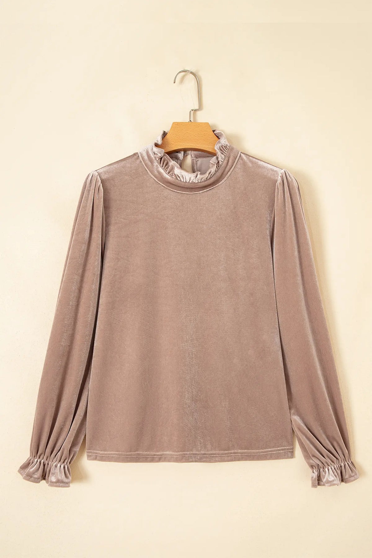 Velvet Top Western Style Long Sleeve Stand Neck