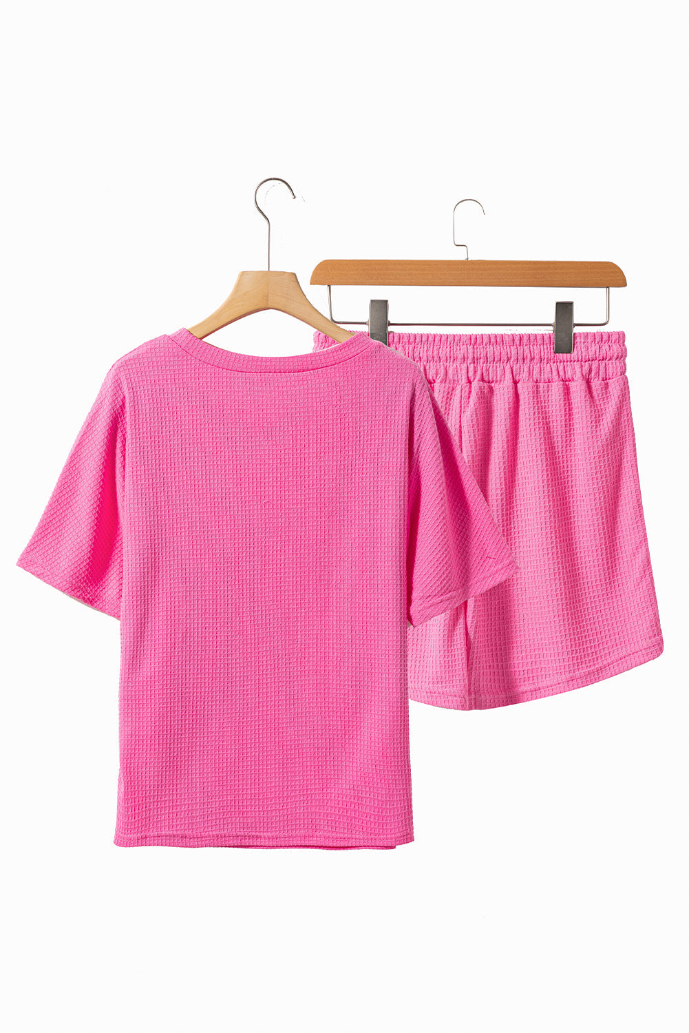 Casual Textured Tee and Drawstring Shorts Set Co-ord eAura