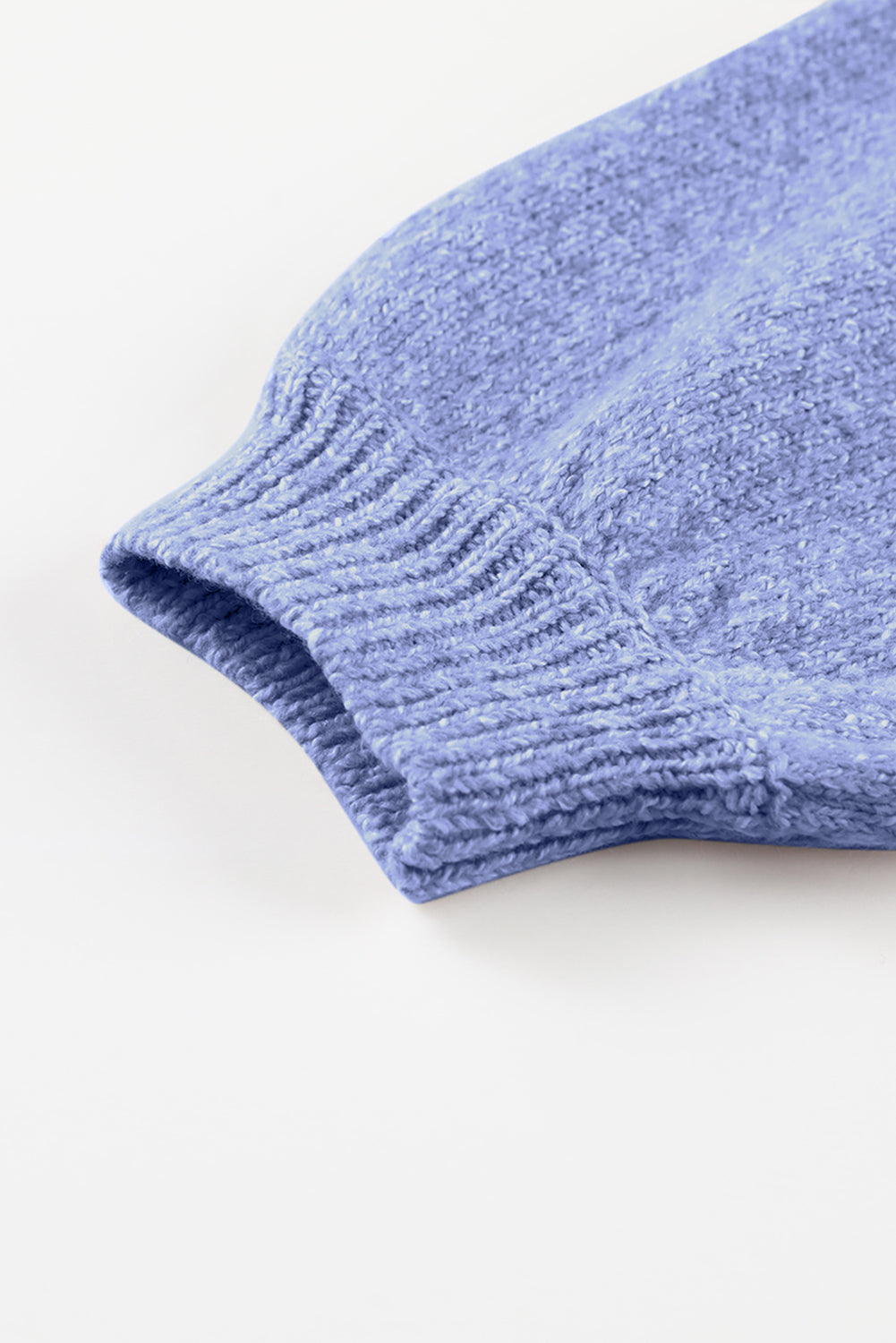 Sky Blue Eyelet Pattern Detail V Neck Drop Shoulder Sweater eAura
