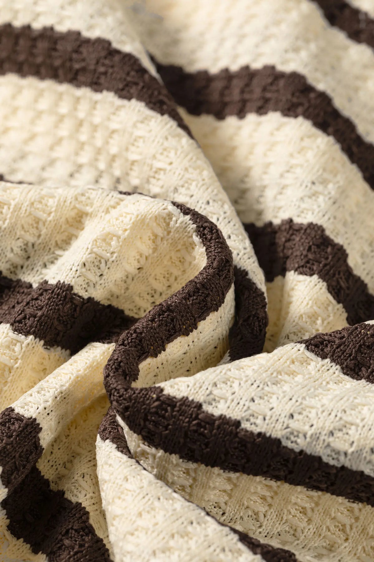 Patchwork Ribbed Cuff Casual Pullover Sweatshirt – Brown Stripe