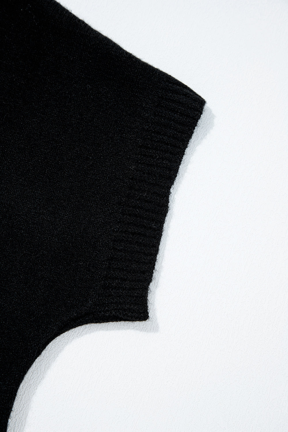 Bow Pattern Knit Short Sleeve Black Sweater eAura