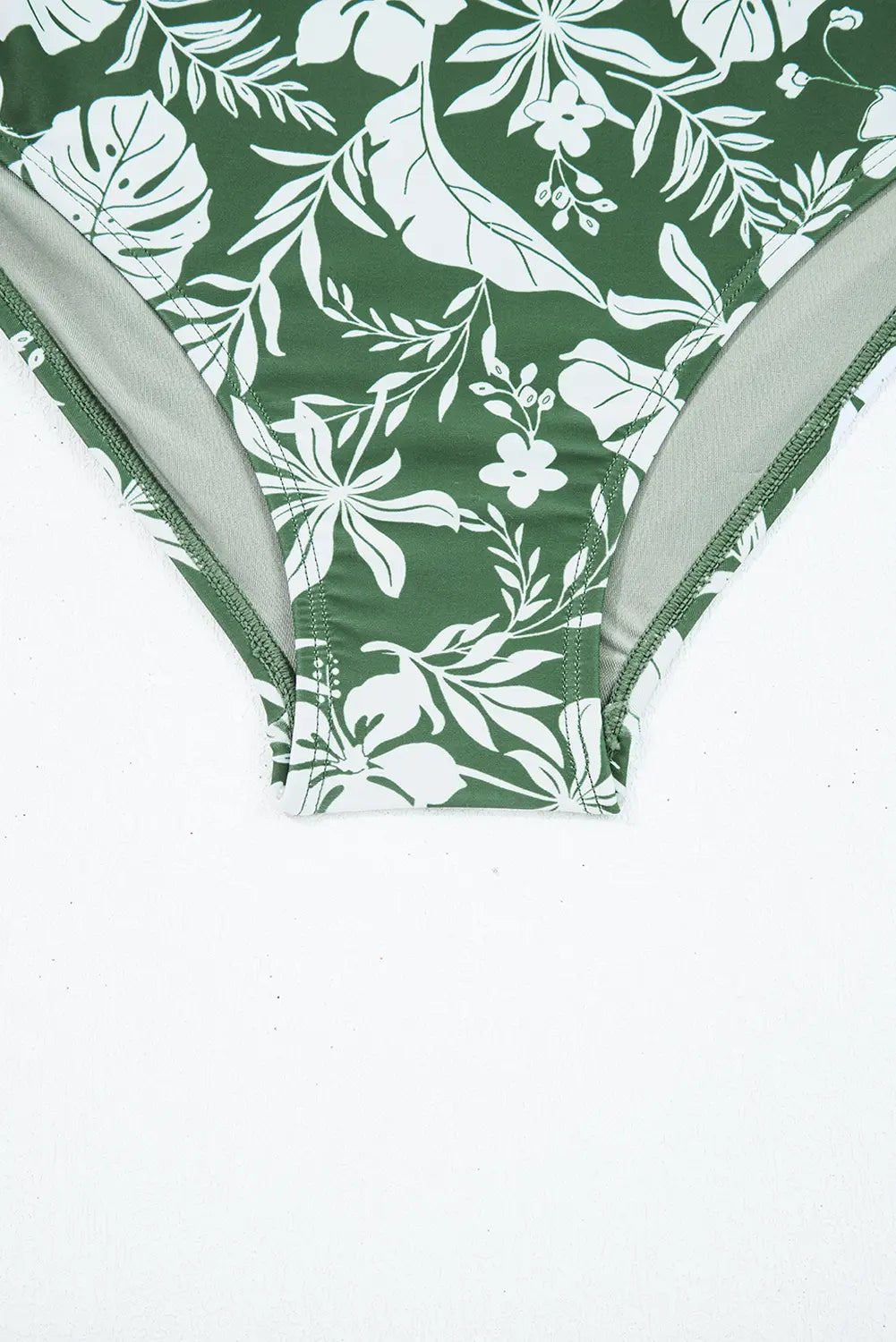O-ring Knot Back Straps Ricrac Trim V Neck Tankini Contrast Printed Swim Short 2pcs Set – Four Leaf Clover