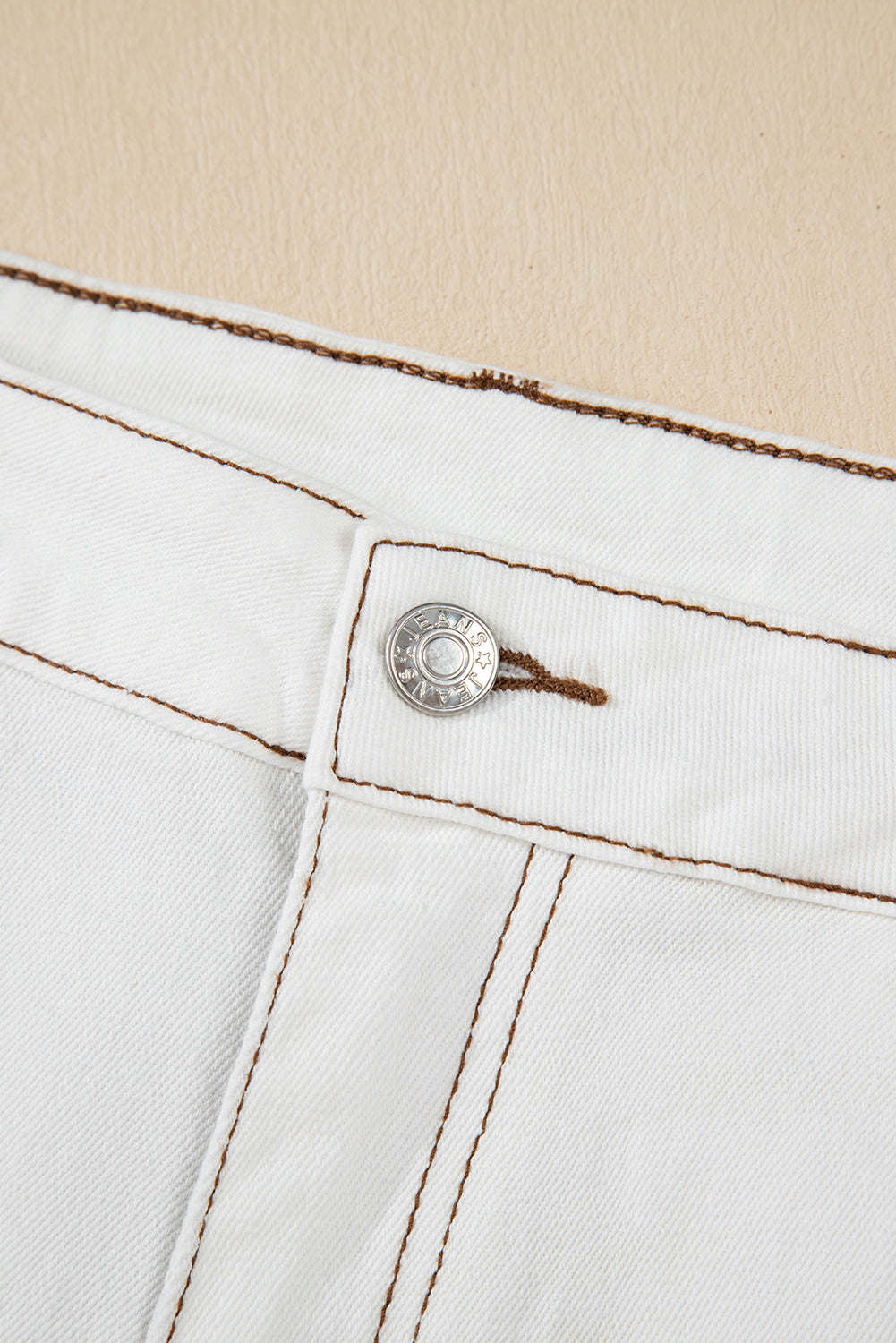 White Raw Hem High Waist Denim Shorts eAura