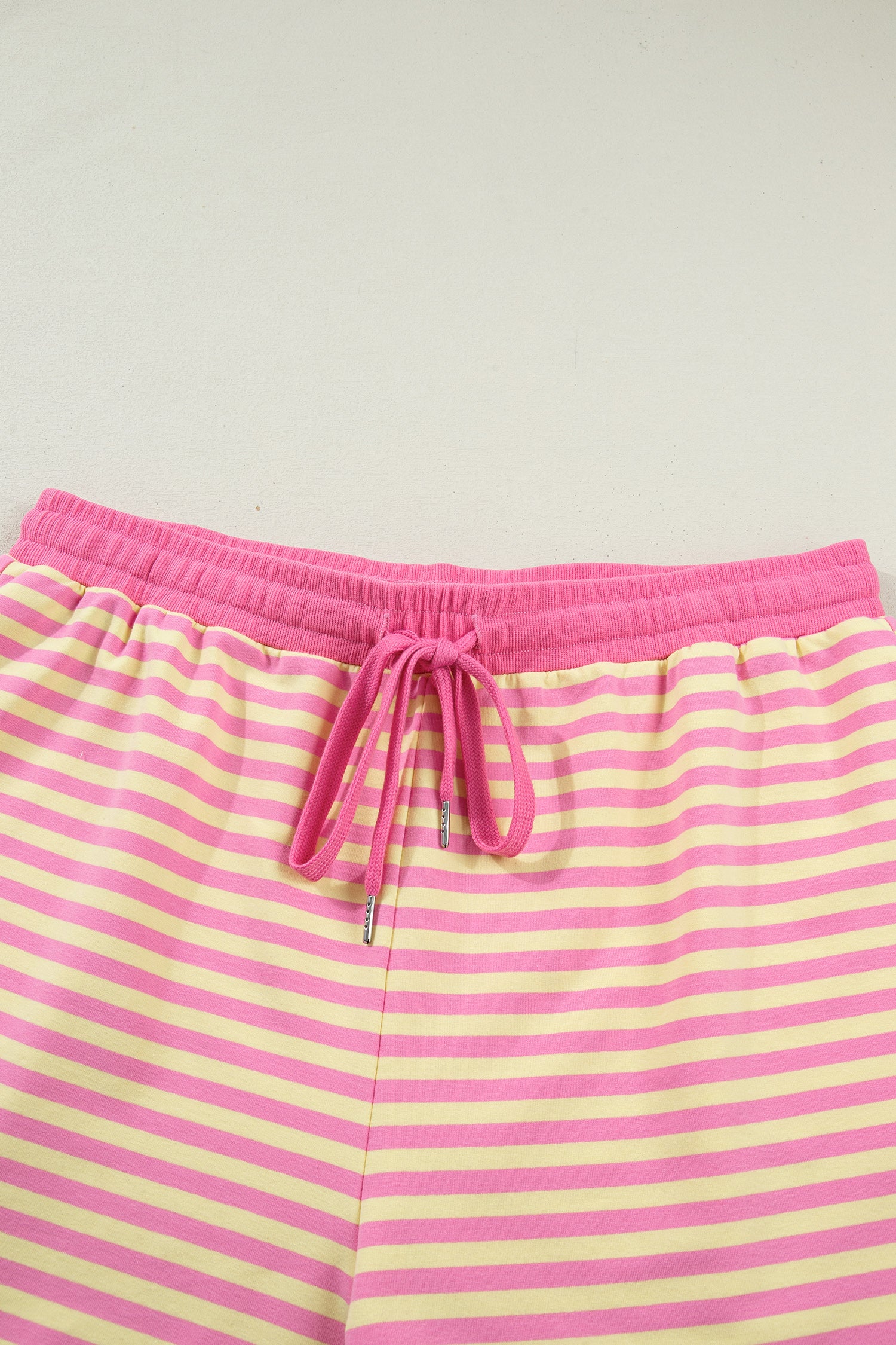 Stripe Boxy Tee Drawstring Elastic Waist Plus Size Short Co-ord Set