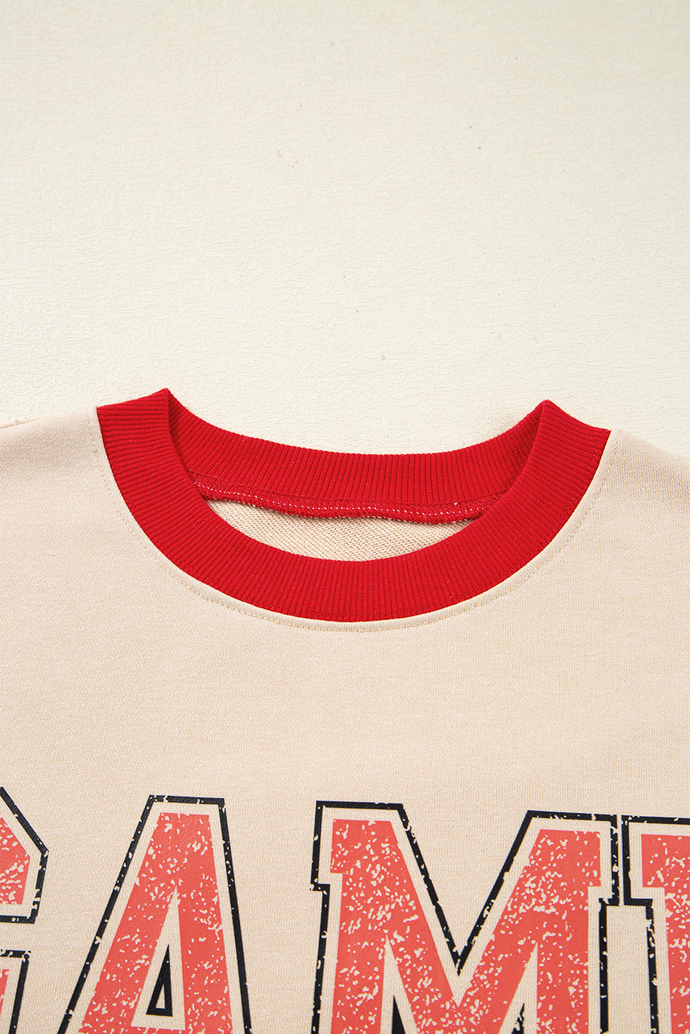 GAME DAY Letter Graphic Varsity Striped Baggy Sweatshirt - eAura