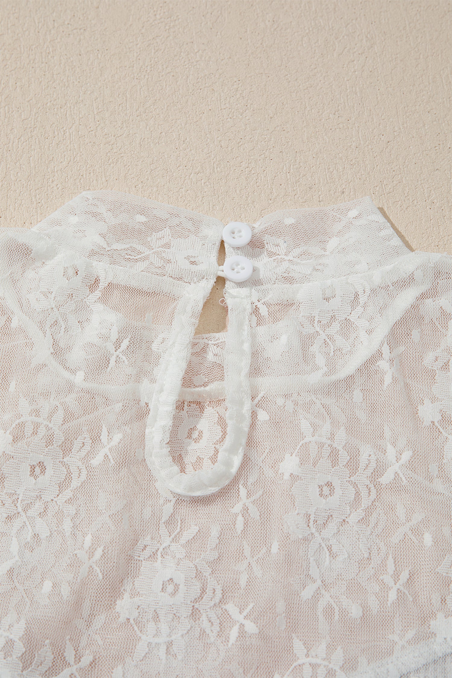 Jet Stream Lace Mesh Long Sleeve Top – Cream