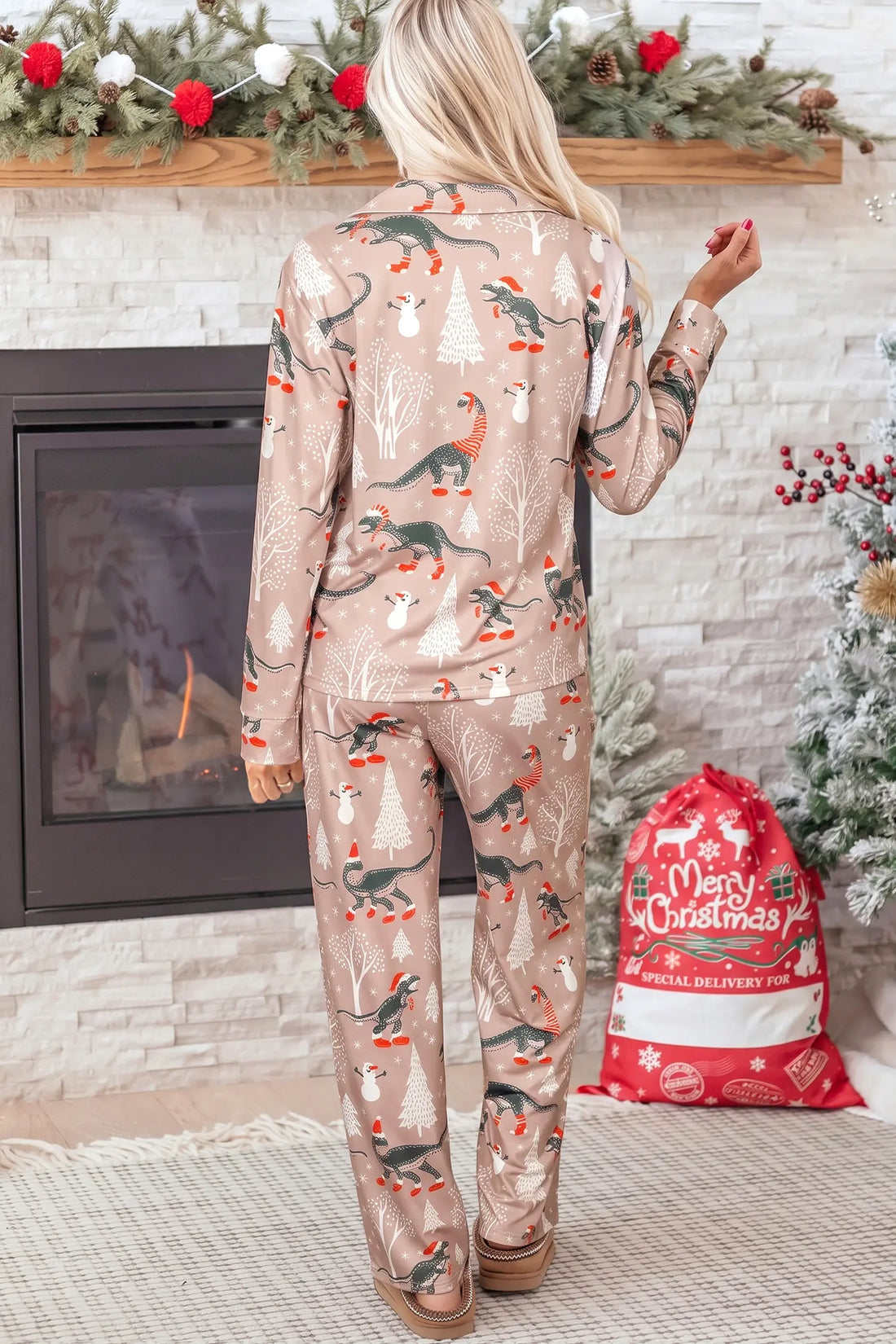 Two Piece Lounge Set Long Sleeve Abstract Print