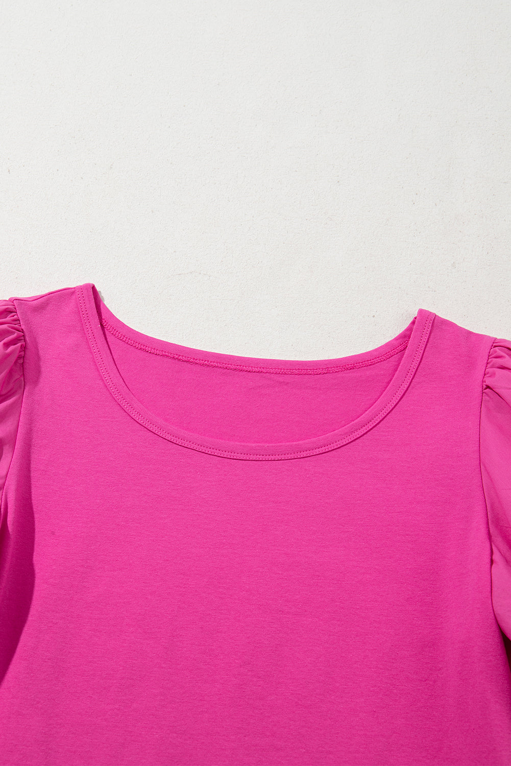Casual Round Neck Bubble Sleeve T-shirt eAura