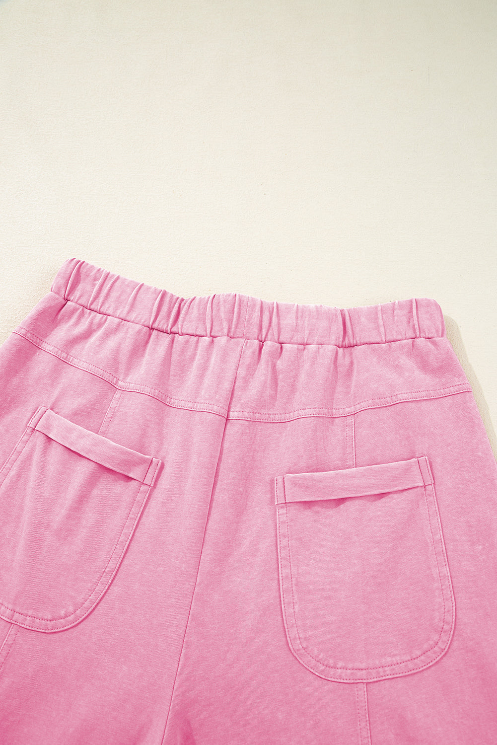 Mineral Wash Exposed Seam Drawstring High Waist Wide Leg Cargo Trousers eAura