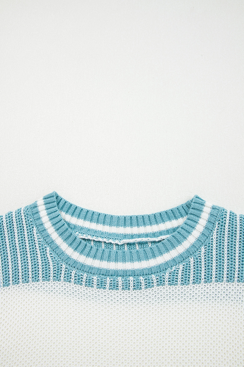 Two Tone Striped Patchwork Drop Shoulder Oversized Sweater - eAura