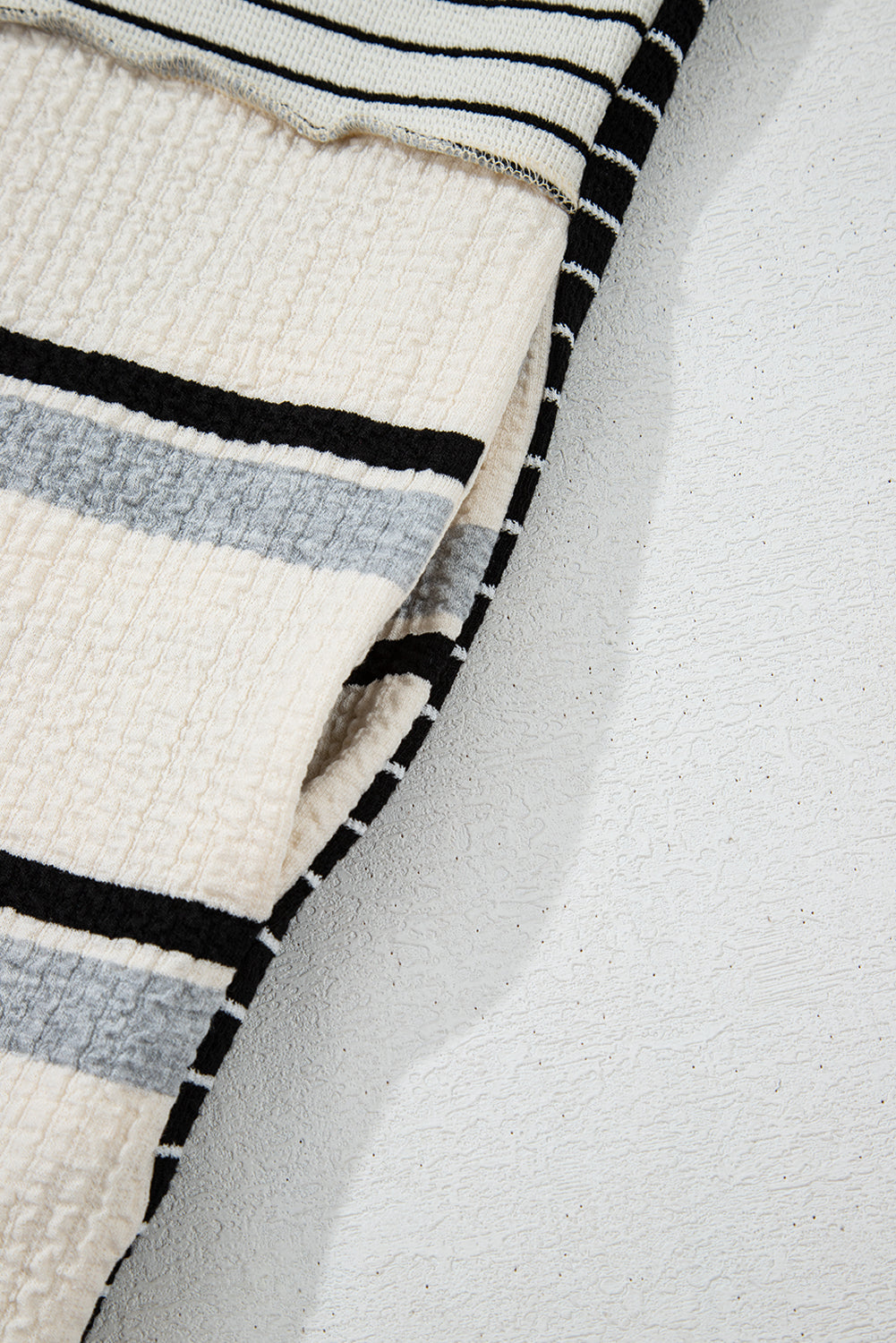 Black Stripe Colorblock Knit Henley Collar Shift Long Sleeve Mini Dress Dear-Lover Dropshipping