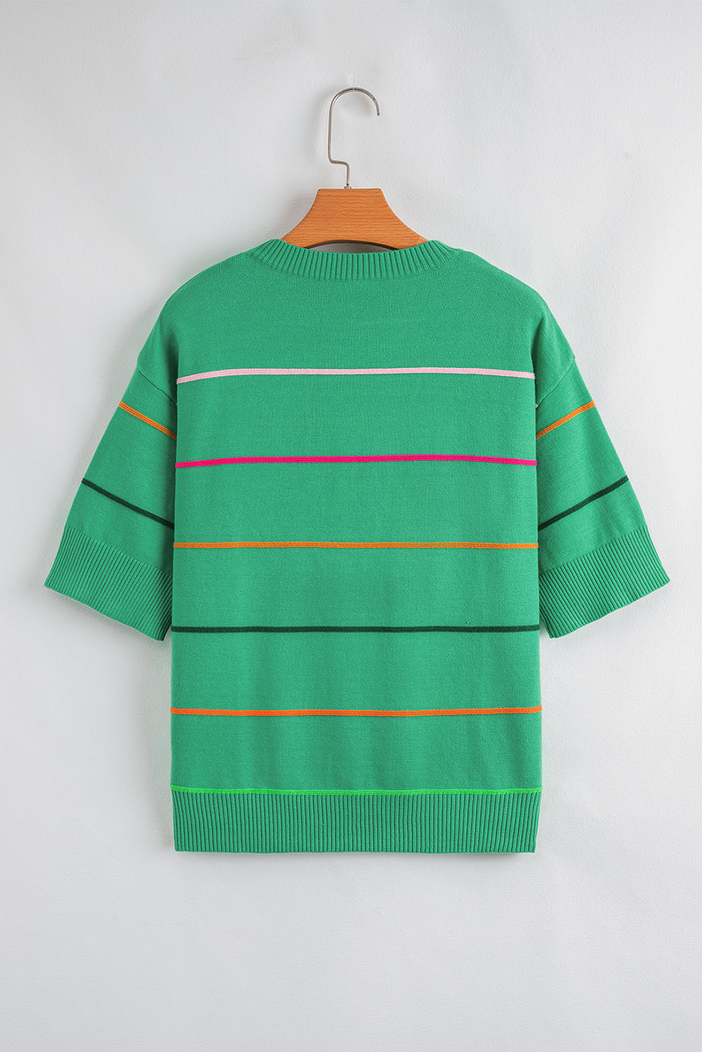 Striped Half Sleeve Drop Shoulder Sweater eAura