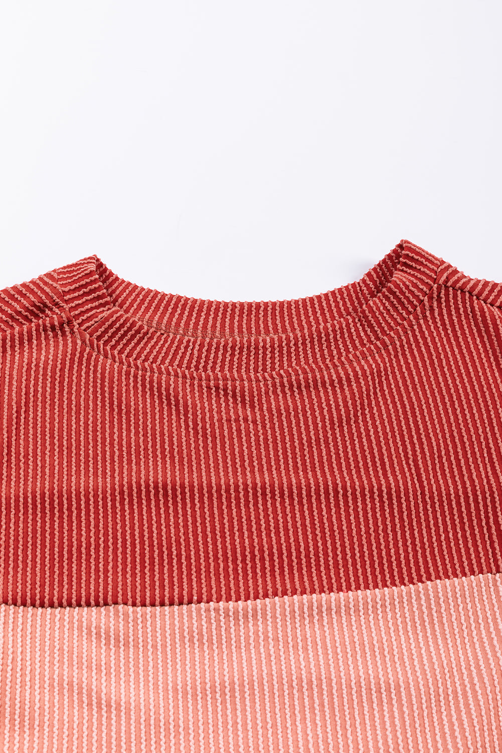 Multicolour Colour Block Long Sleeve Ribbed Loose Top eAura