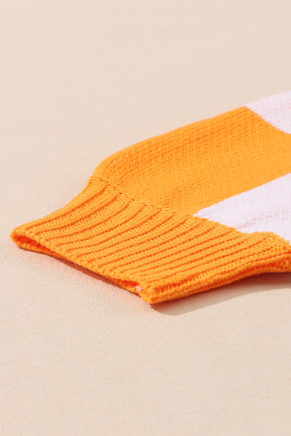 Orange Checkered Bishop Sleeve Sweater eAura