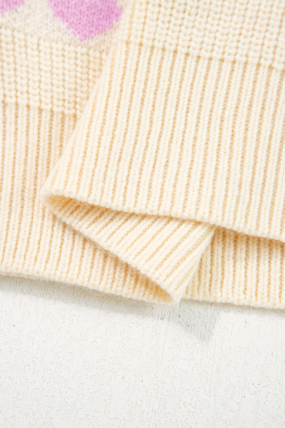 Heart Pattern Rib Knit Sweater - eAura