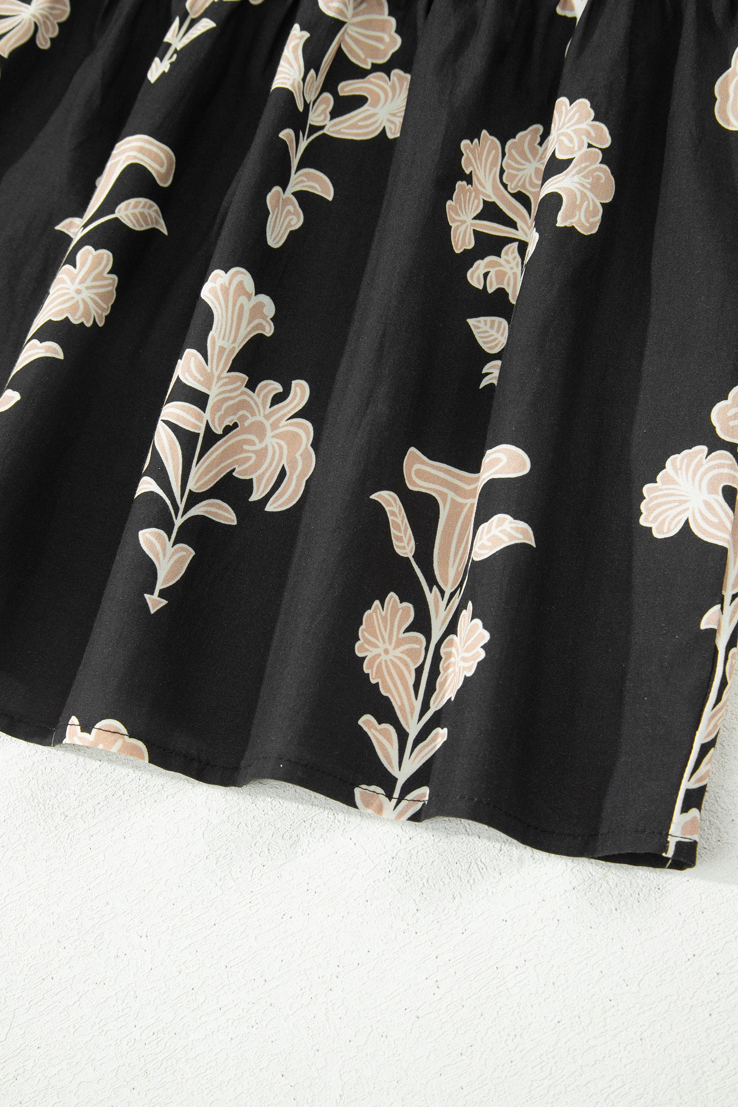 Floral Frill V-Neck Puff Sleeve Drop Waist Mini Dress