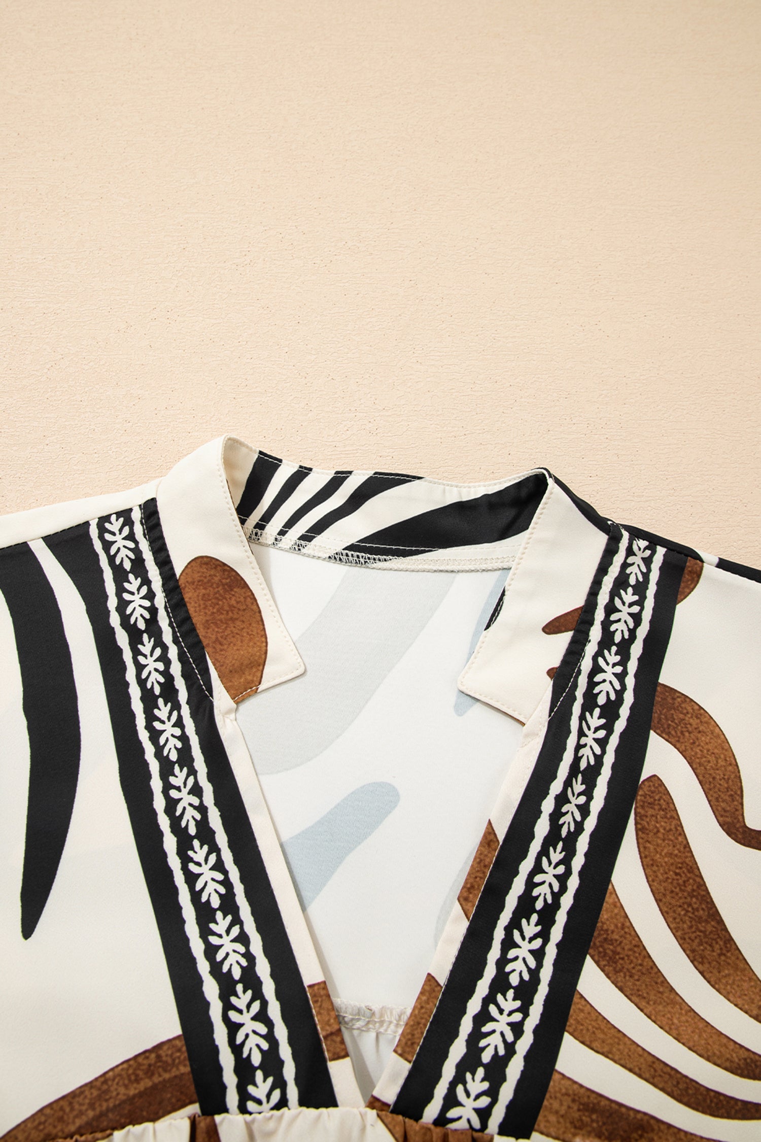 Abstract Print Blouse Puff Sleeve Relaxed Blouse - eAura