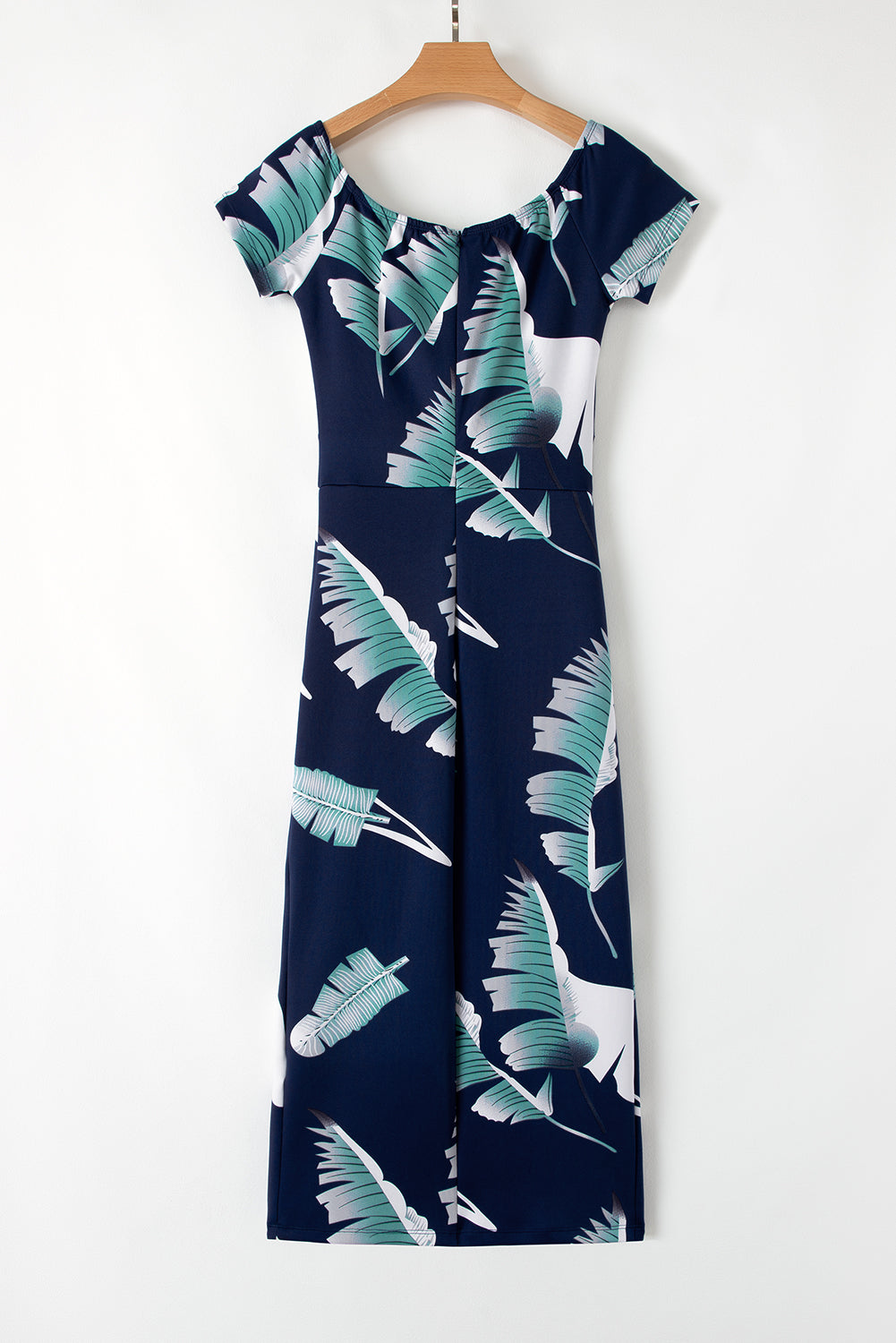 Black Pattern Print Off Shoulder Slit Bodycon Midi Dress BB Fashion Outlet