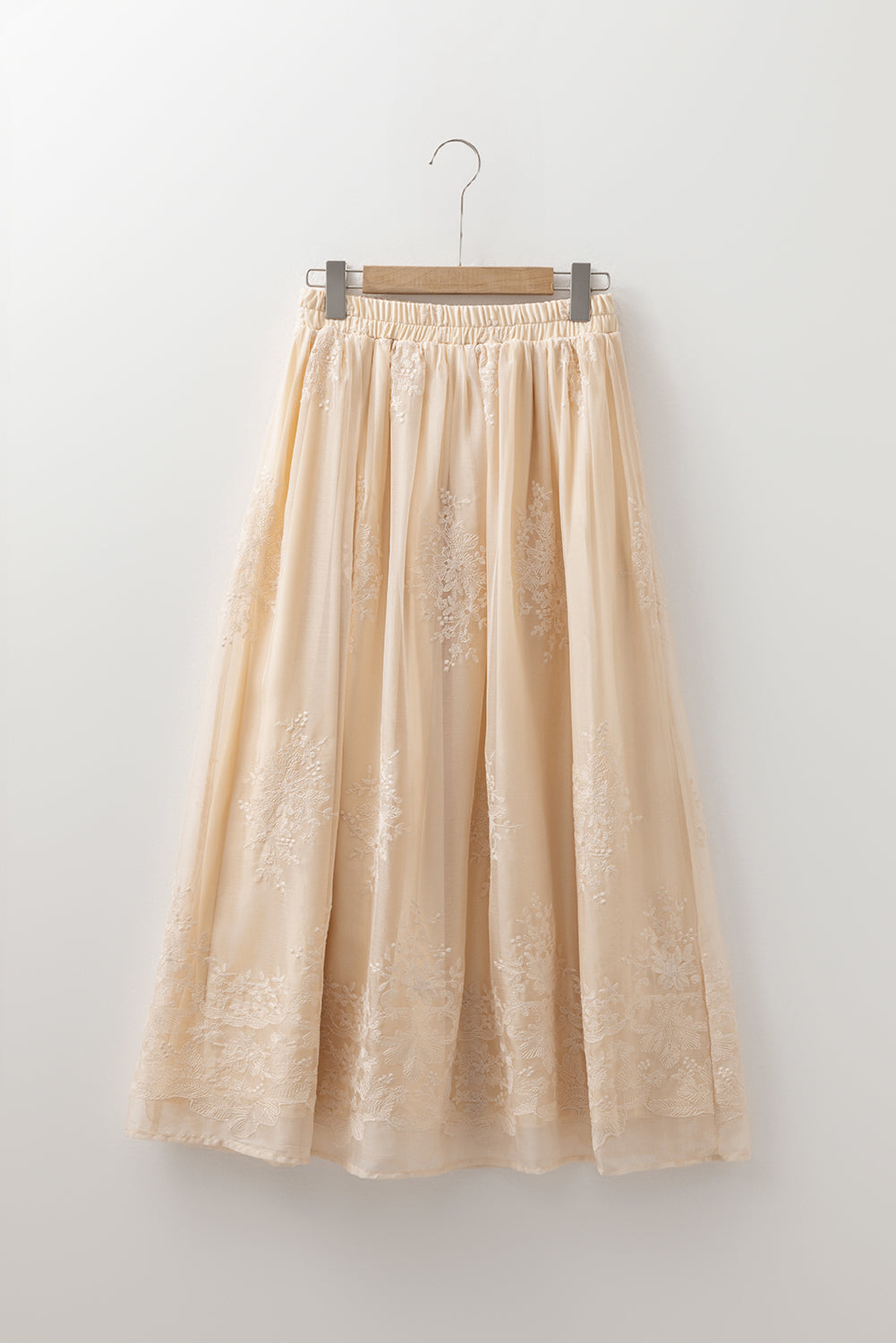 Embroidered Mesh Overlay Flowy Maxi Skirt - eAura