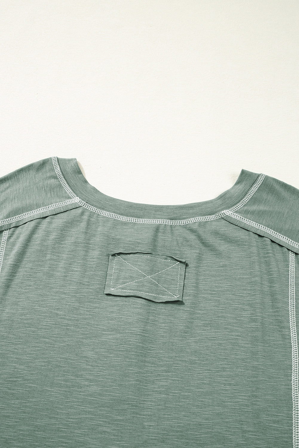 Seagrass Plus Size Exposed Seam Drop Shoulder Henley Top BB Fashion Outlet