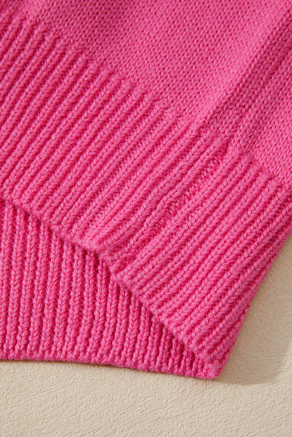 Contrast Crew Neck Pearled Decor Knit Sweater - eAura