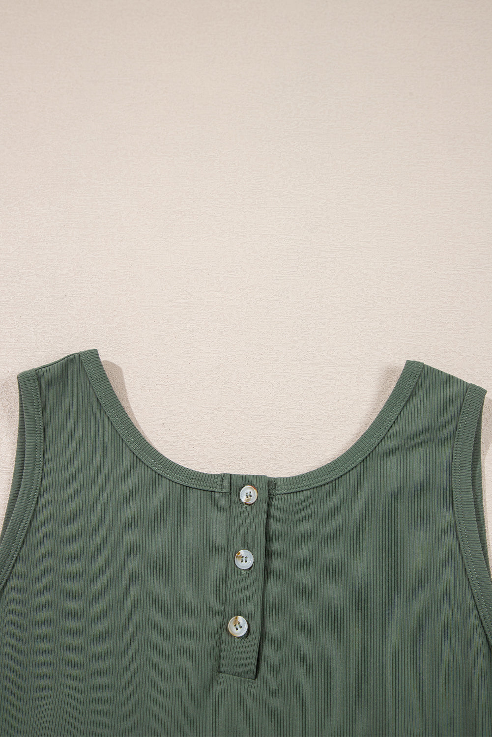 Vineyard Green Buttoned Drawstring Waist Sleeveless Wide Leg Jumpsuit eAura