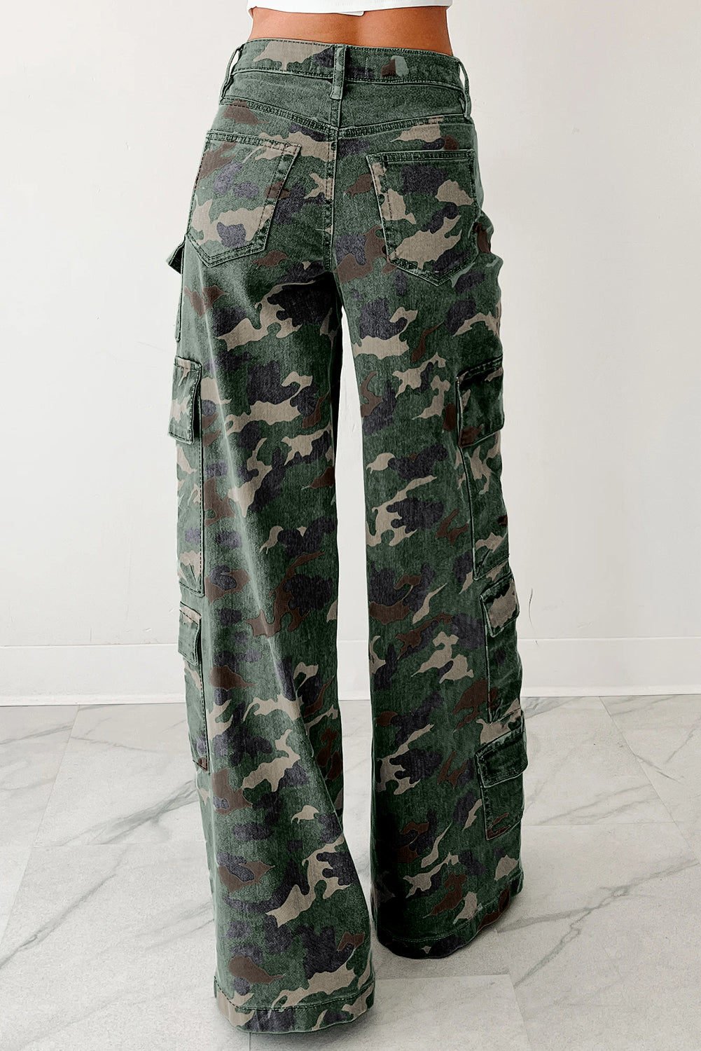 Camo Cargo Wide Leg Jeans - eAura