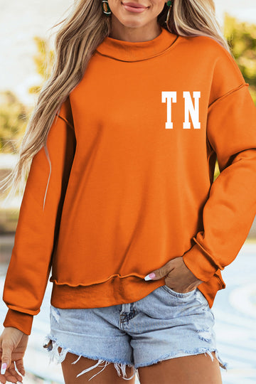 Carrot TN TENNESSEE Letter Print Exposed Seam Detail High Neck Sweatshirt – Orange