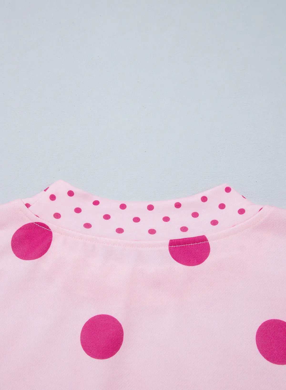 Polka Dot Print Contrast Detail Oversized Tunic Sweatshirt – Pink