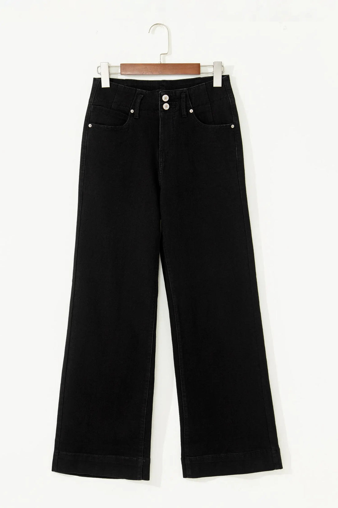 Double Button High Waist Flared Bottom Jeans - Bottoms/Jeans/Flared&Bootcut