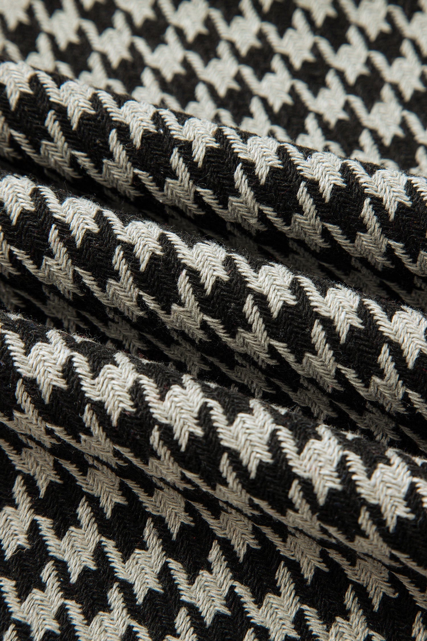 Houndstooth Print V-Neck Sleeveless Mini Dress - Dresses/Mini Dresses