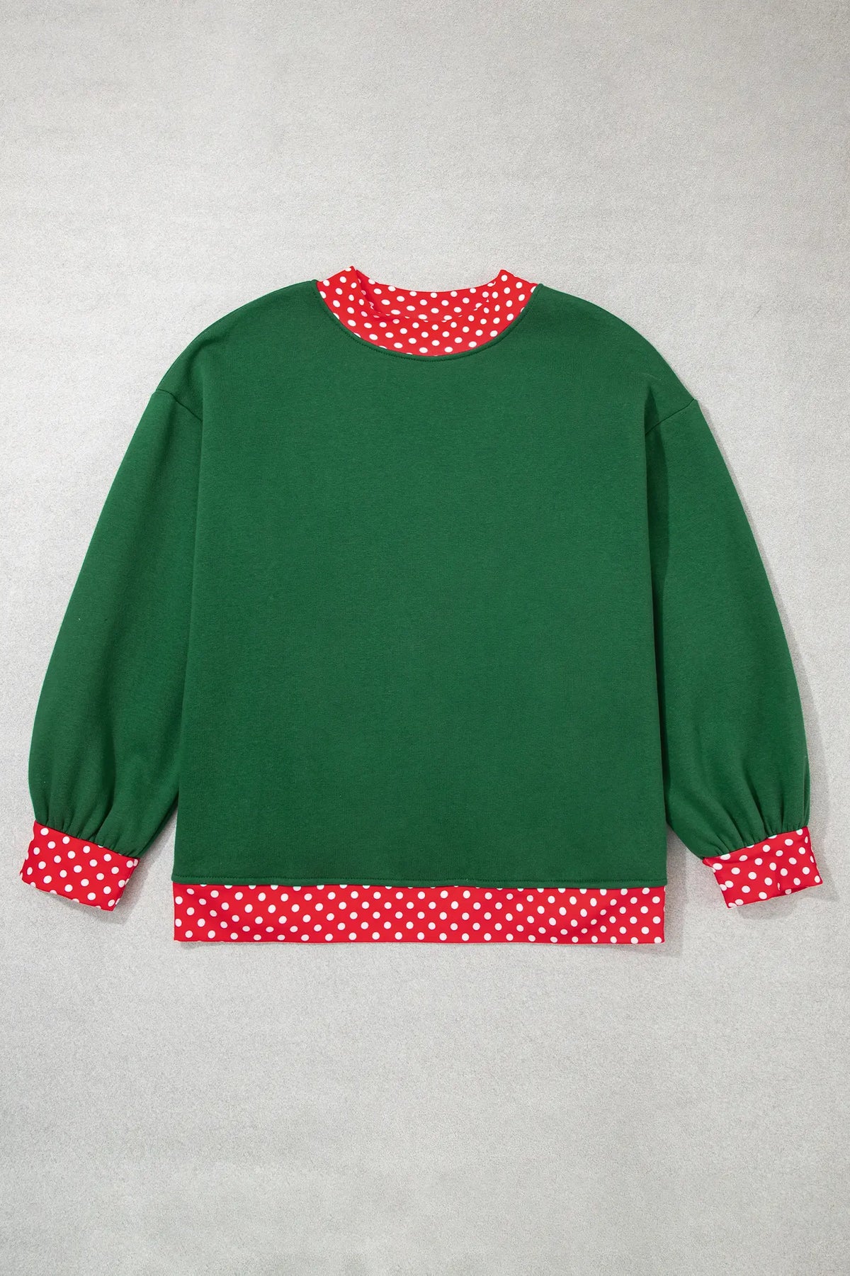 Polka Dot Patchwork Round Neck Plus Size Sweatshirt – Racing Red