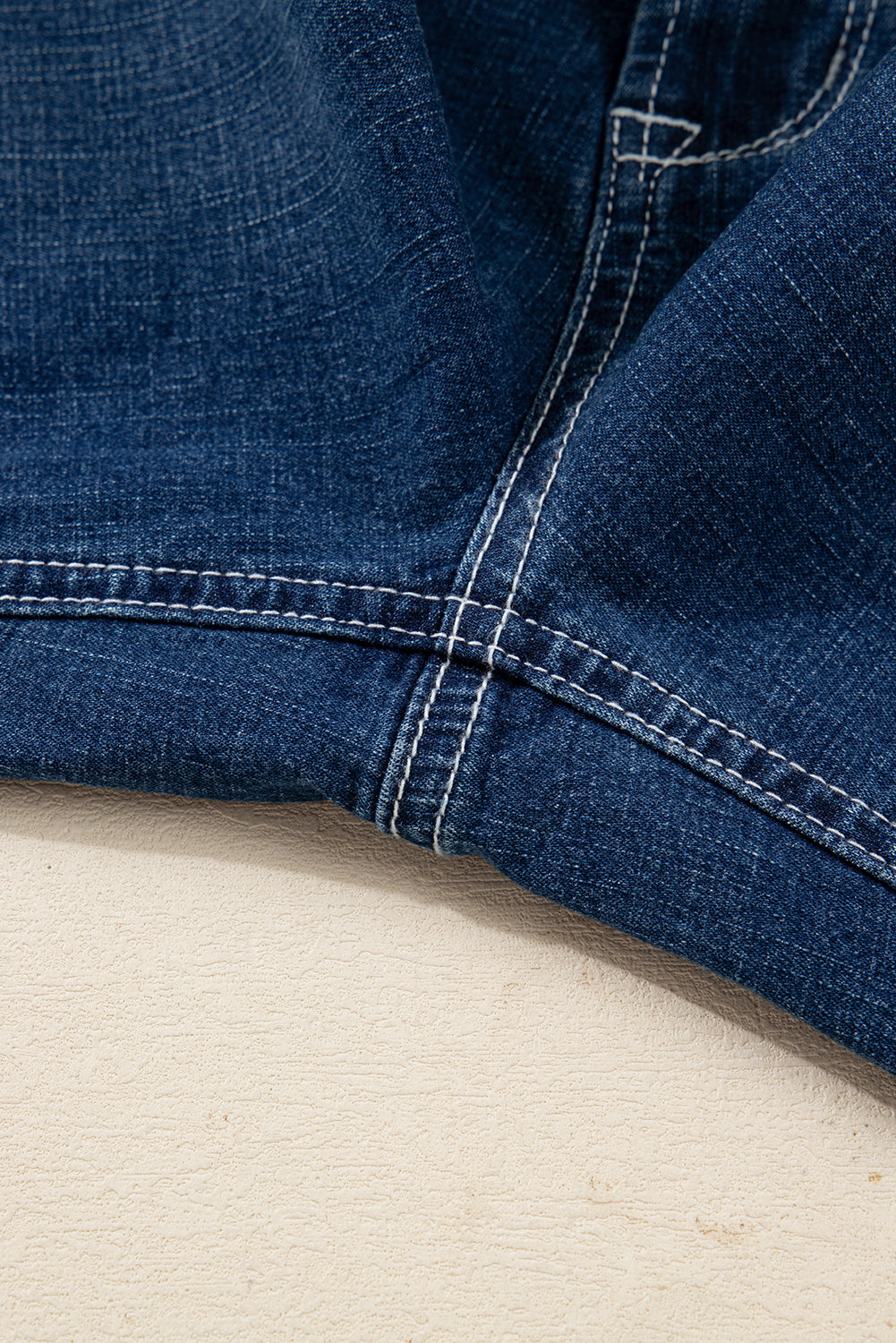 Stitched Waist Detail Loose Cuffed Jeans - eAura
